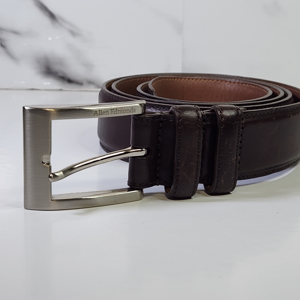 Allen Edmonds Men's Brown Genuine Leather, Dress Belt. Made In USA